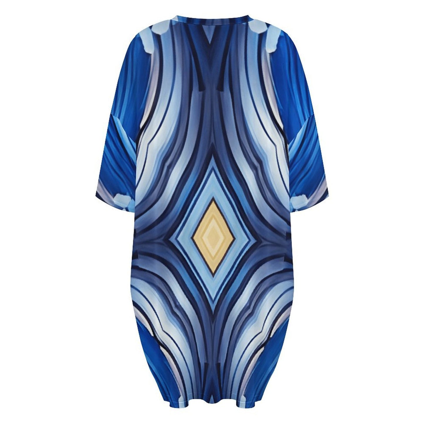 Women's Blue Wave Pattern All Over Print Oversized T- Shirt Loungewear