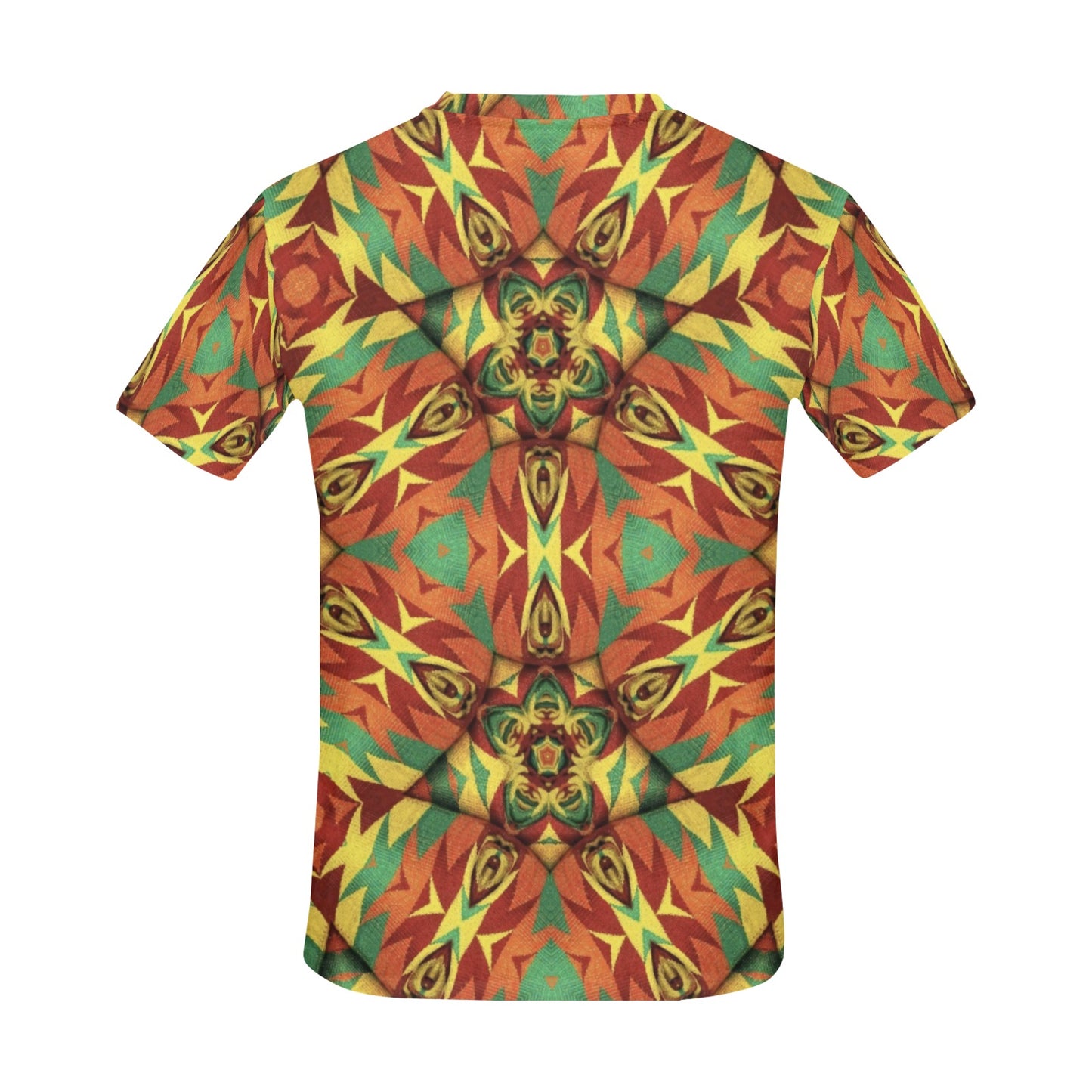 Men's Bold Tribal Kaleidoscope Pattern All Over Print All Over Print Crew Neck T-Shirt