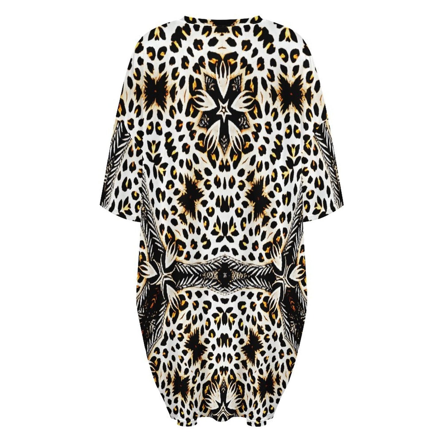 Women's Leopard Kaleidoscope Pattern All-Over Print Oversized T- Shirt Loungewear