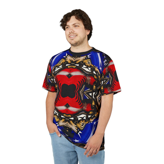 Men's Patriotic Kaleidoscope Pattern All-Over Print Unisex Cut & Sew Tee.