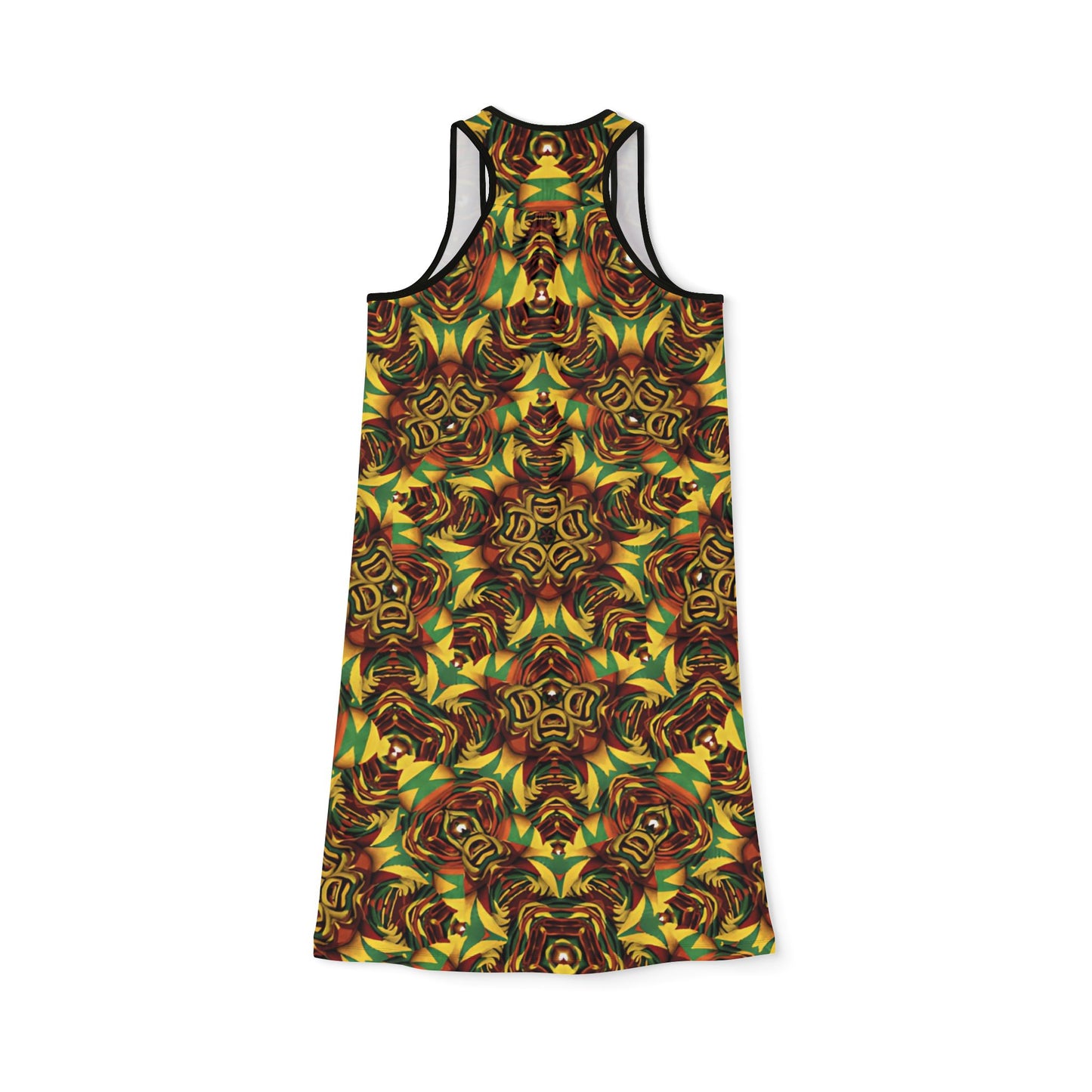 Women Vintage Earth Tone Racer back All-Over-Print Dress