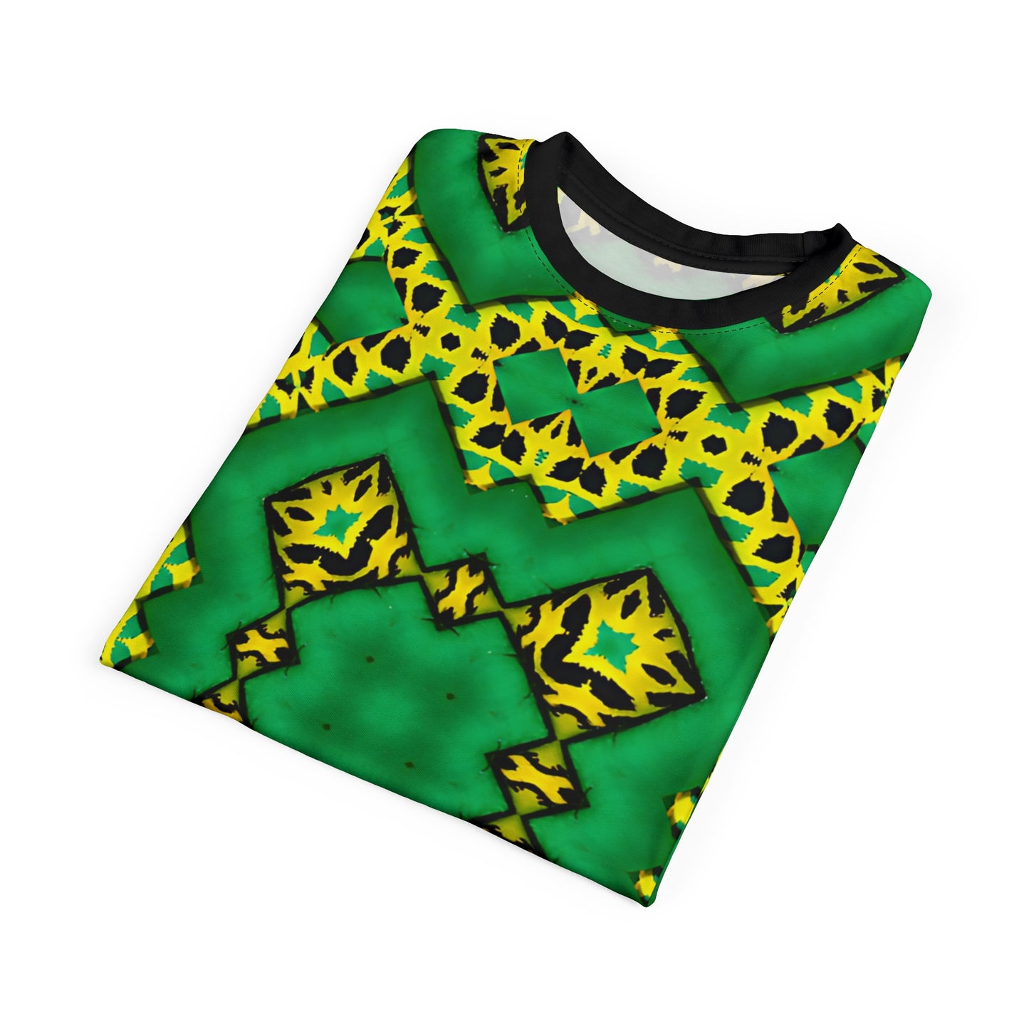 Women's Green & Yellow Kaleidoscope Pattern All-Over Print Shirt