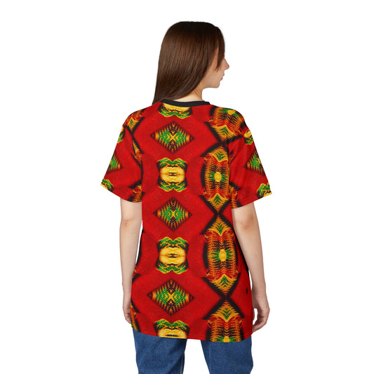 Women's Red Bold Tribal All-Over Print Unisex Cut & Sew Tee