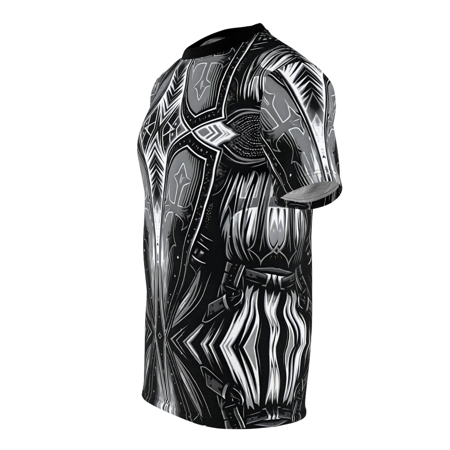 Men's Black & Silver Symmetry Pattern All-Over Print Tee