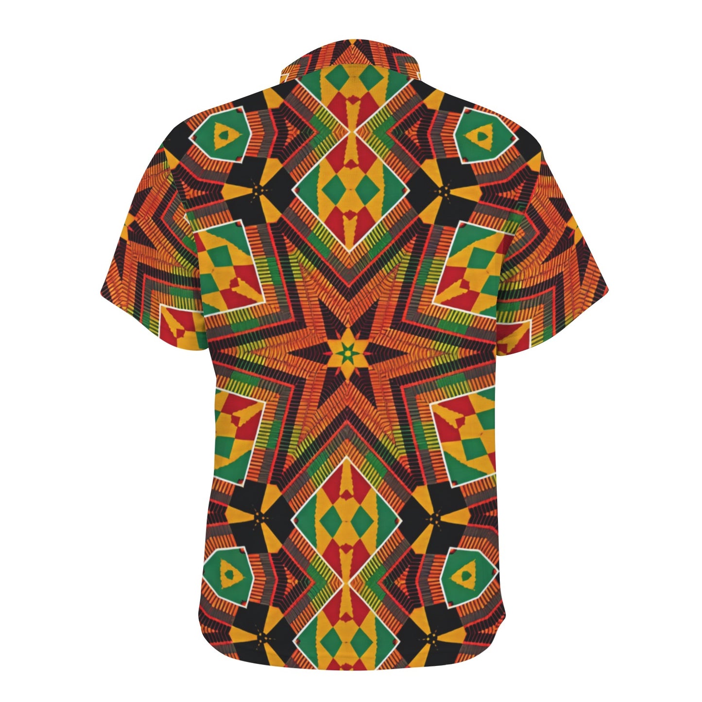Women's African Kente Geometric Star Pattern All-Over Print Zipper Polo Shirt