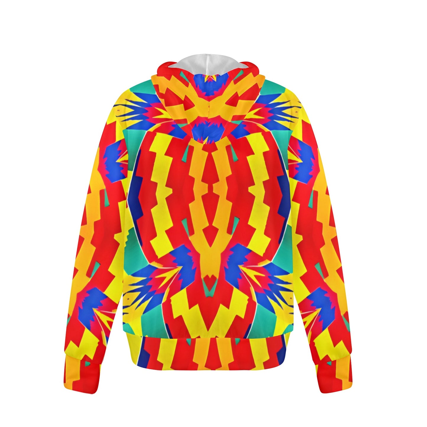 Men's Bold Rainbow Kente-Inspired Geometric Pattern All Over Print Fleece Full-Zip Hoodie