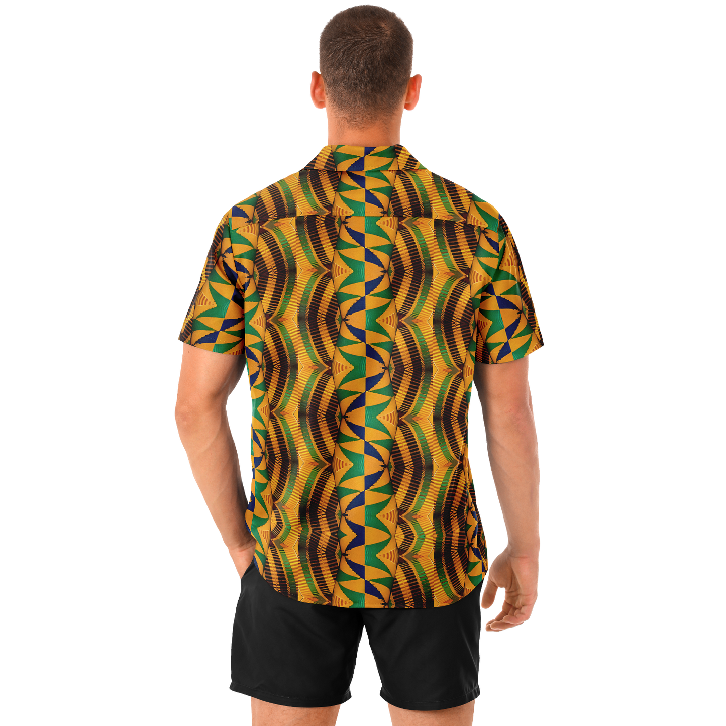 Men's Spread Collar Short Sleeve Button-Down Shirt.