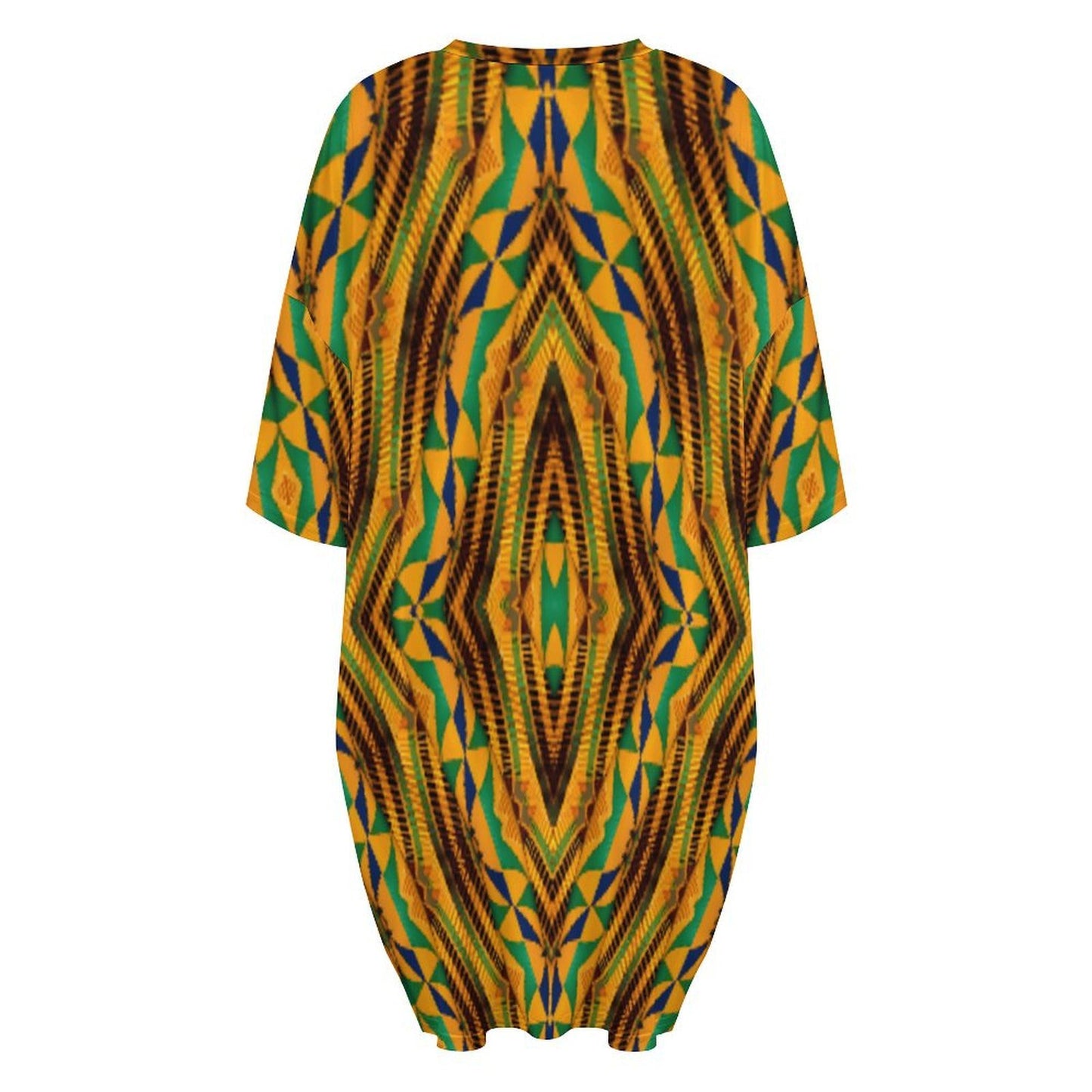 Women's Bold African Kente Inspired Pattern All-Over Print Oversized T- Shirt Loungewear
