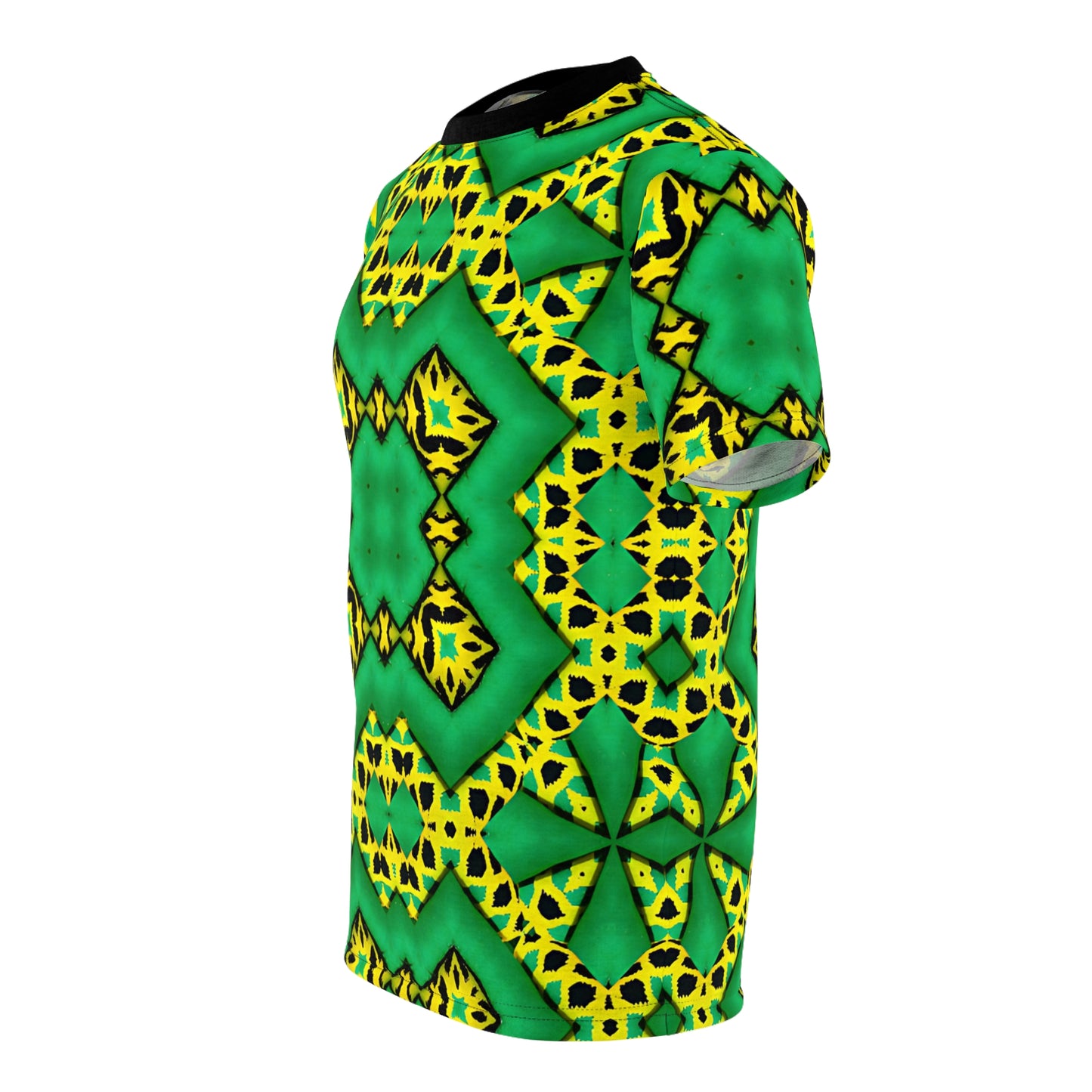 Men's Green & Yellow Kaleidoscope Pattern All-Over Print Shirt