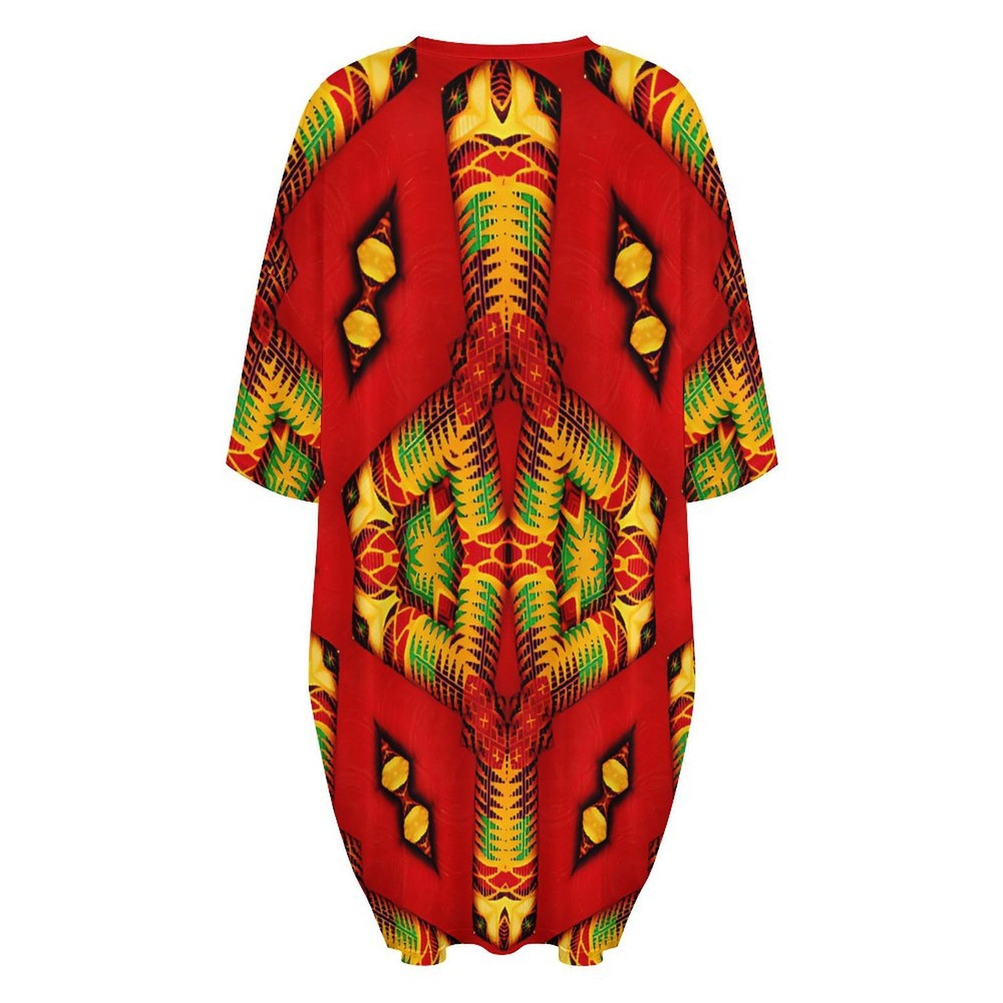 Women's Vibrant African Kente-Inspired Pattern All-Over Print Oversized T- Shirt Loungewear
