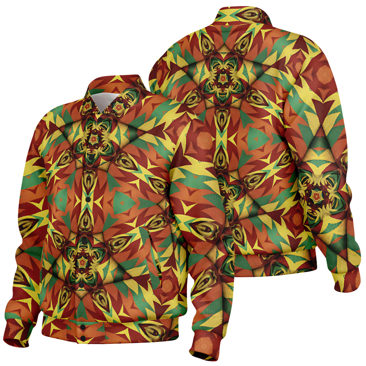 Women's Bold Tribal Kaleidoscope Pattern All Over Print Baseball Jacket
