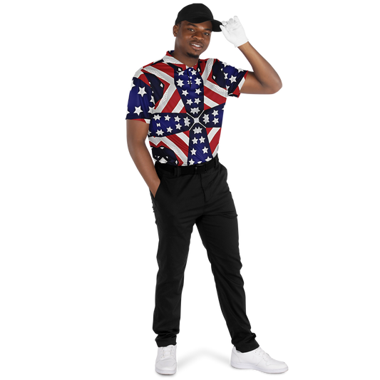 Men's Patriotic Star Flag Polo Shirt