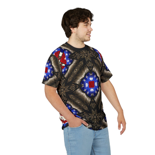 Men's Patriotic Kaleidoscope Pattern All-Over Print Unisex Cut & Sew Tee.