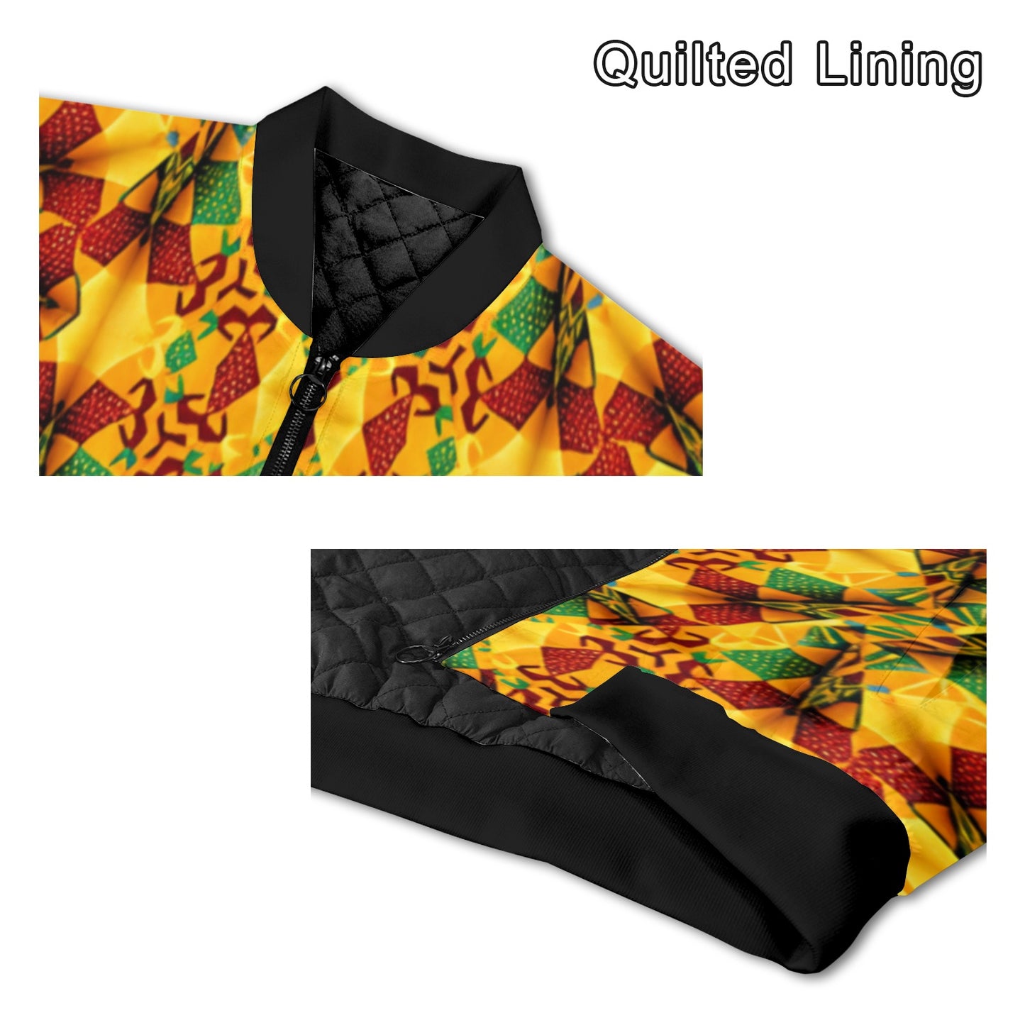 Men's Vibrant Autumn Kaleidoscope Pattern All Over Print Quilted Bomber Jacket