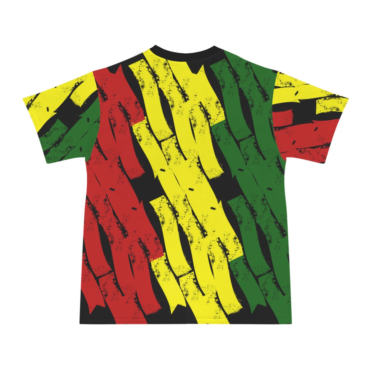 Men's Ghana Flag Pattern With Black Star All-Over Print Cut & Sew Ribbed Collar T-Shirt