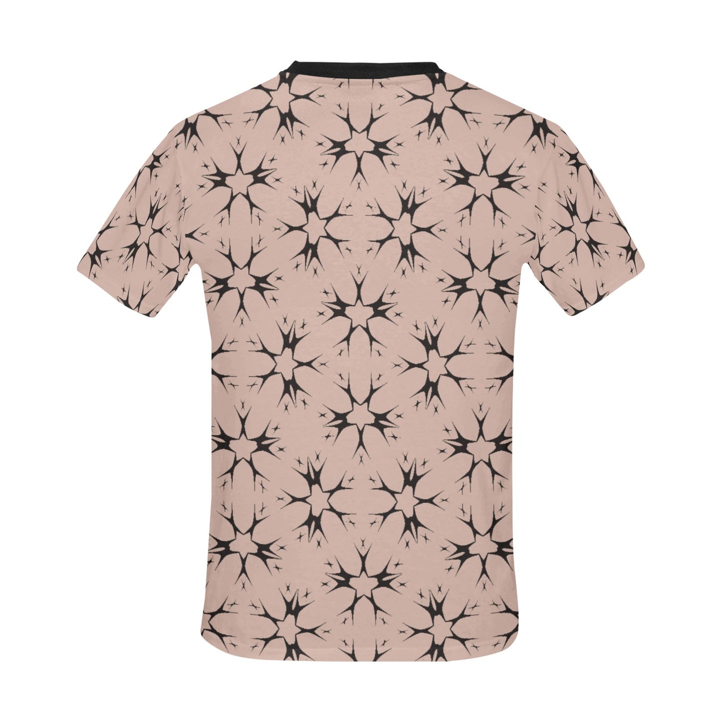 Men's Blush Pink Kaleidoscope Pattern All Over Print Crew Neck T-Shirt