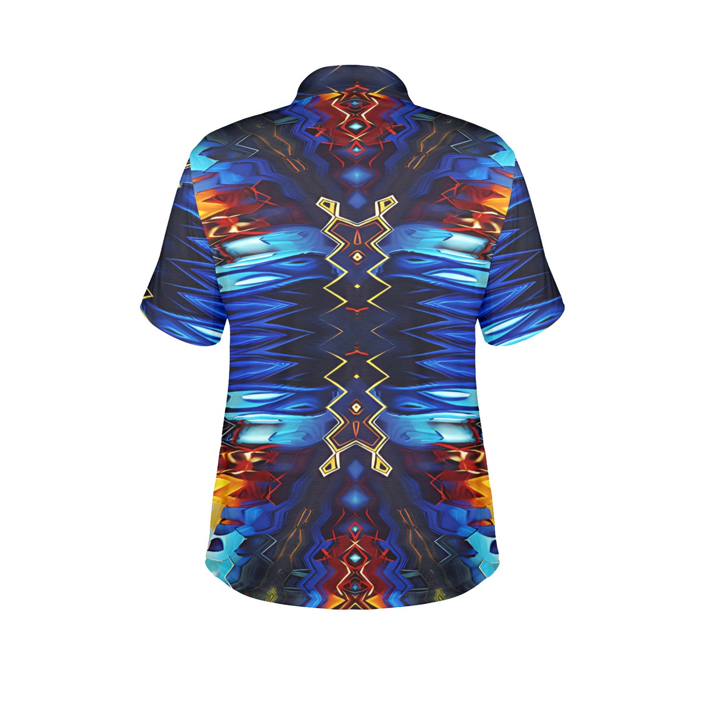 Women's Blue & Red Kaleidoscope Pattern All Over Print Polo Shirt