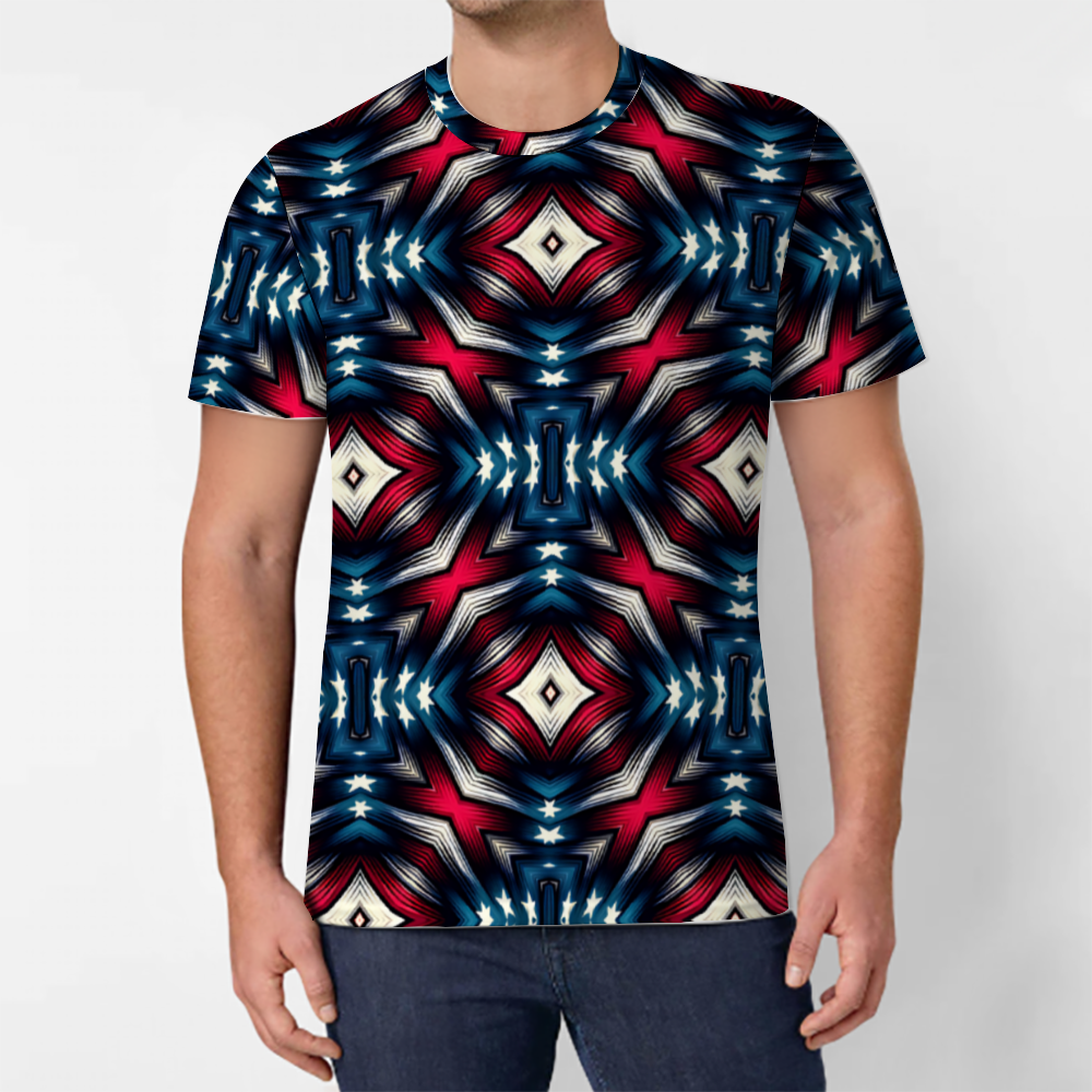 Men's Custom Round Neck Short Sleeve All Print T-Shirt