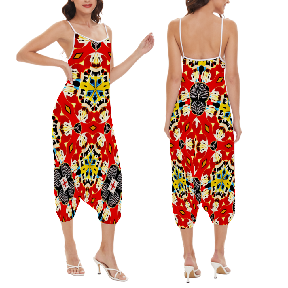 Woman High-waisted Straight Leg Pant Strappy Romper