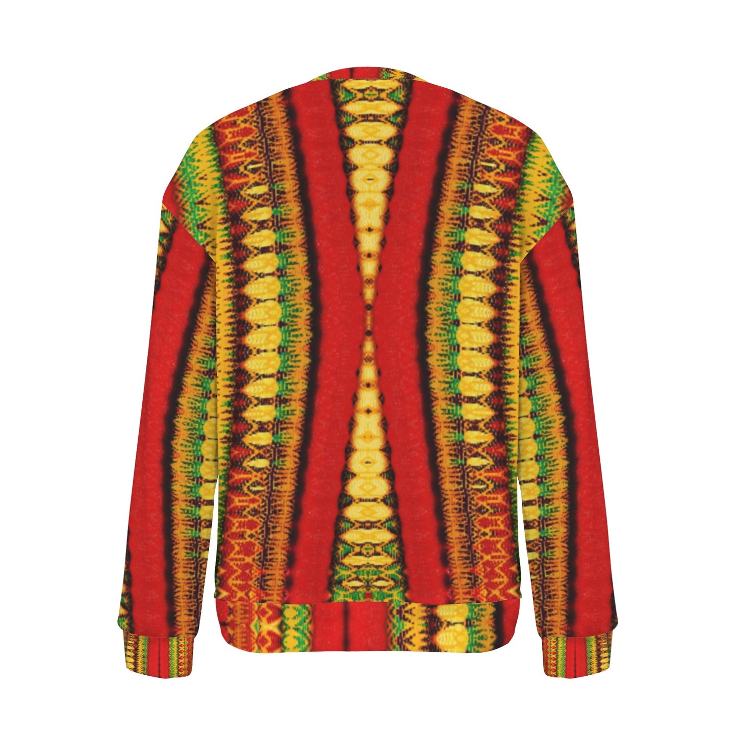 Women's Red Bold Tribal Pattern All-Over Print Women's Crew Neck Sweater