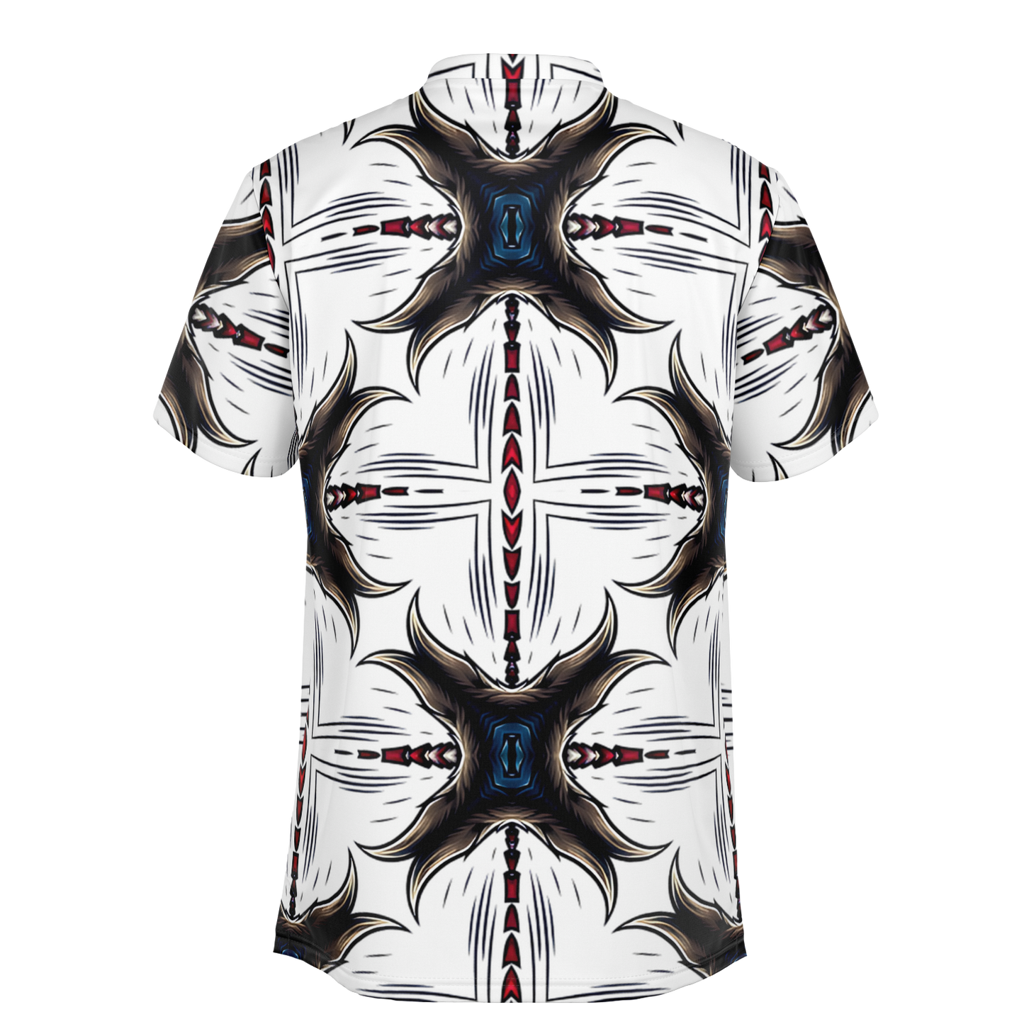 Men's Abstract Symmetry Pattern Polyester Blade Collar Polo Shirt