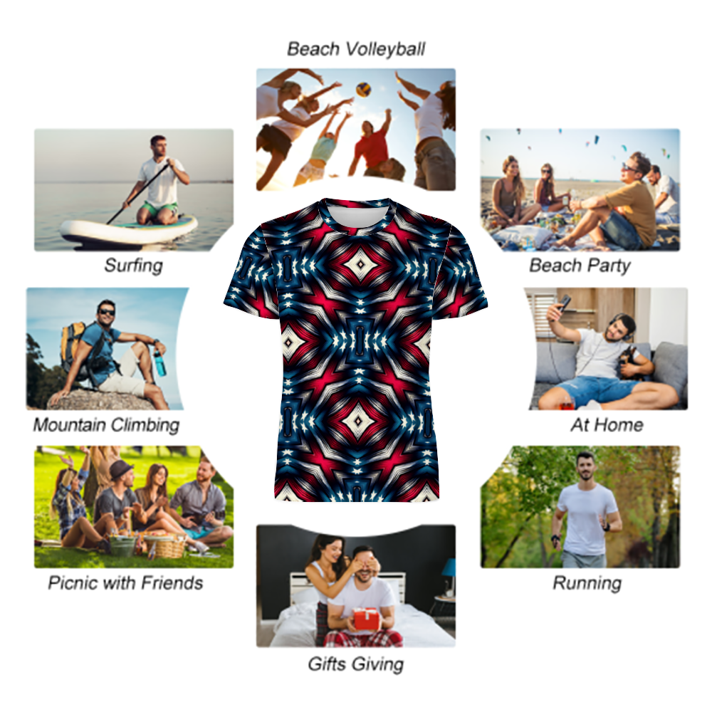 Men's Custom Round Neck Short Sleeve All Print T-Shirt