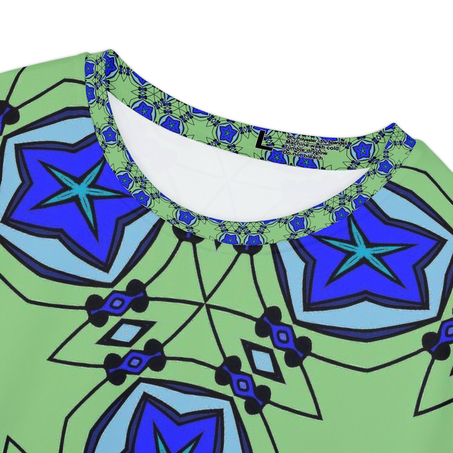 Women's Blue Starburst Kaleidoscope Pattern All-Over Print Unisex Cut & Sew Tee