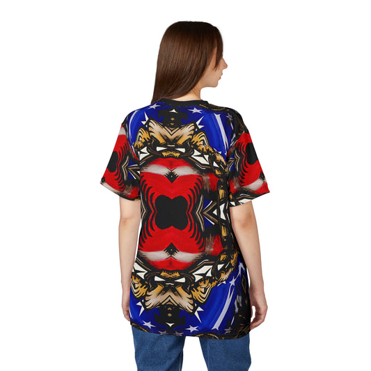 Women's Patriotic Kaleidoscope Pattern All-Over Print Unisex Cut & Sew Tee.