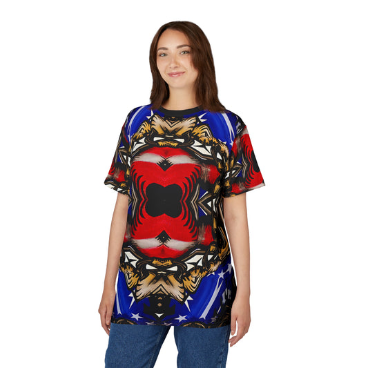 Women's Patriotic Kaleidoscope Pattern All-Over Print Unisex Cut & Sew Tee.