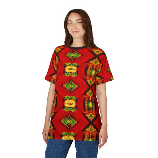 Women's Red Bold Tribal All-Over Print Unisex Cut & Sew Tee