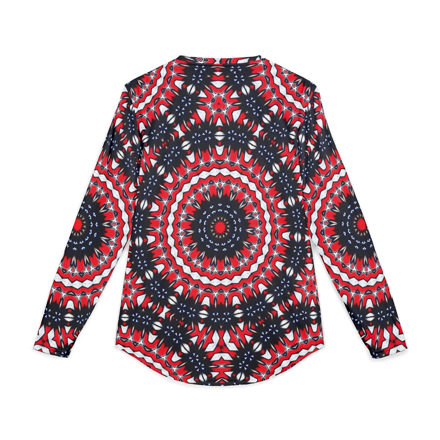 Men's Patriotic Mandala Red White Blue Pattern Long Sleeve All-Over Print Shirt