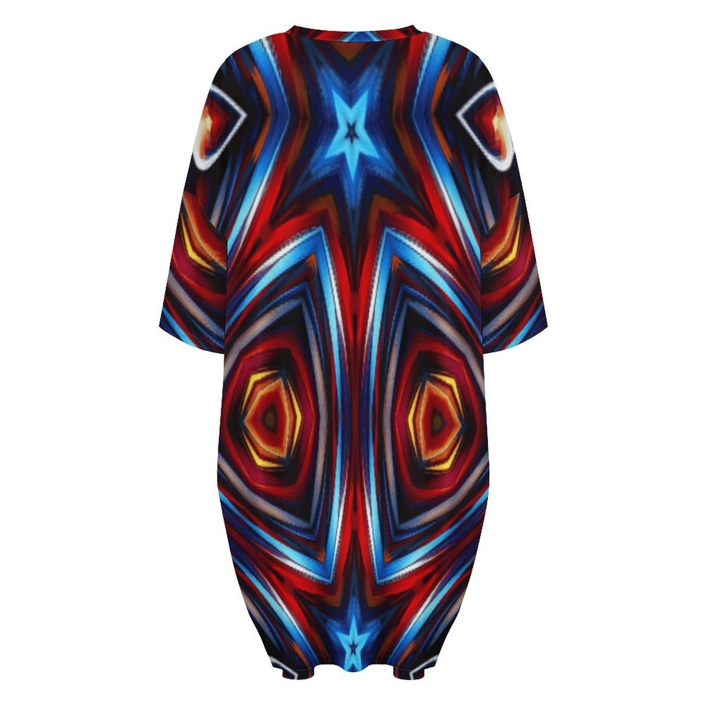 Women's Patriotic Red White Blue Geometric Oversized T- Shirt Loungewear
