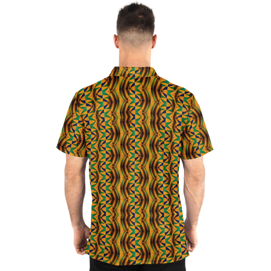 Men's African Kente Geometric Pattern All-Over Print Polo Shirt