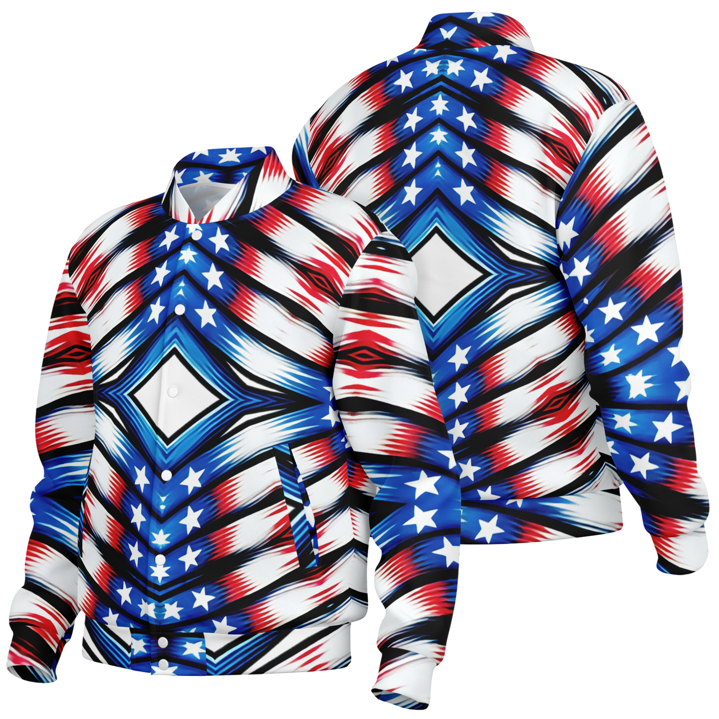 Men's American Flag Pattern All-Over Print Baseball Jacket