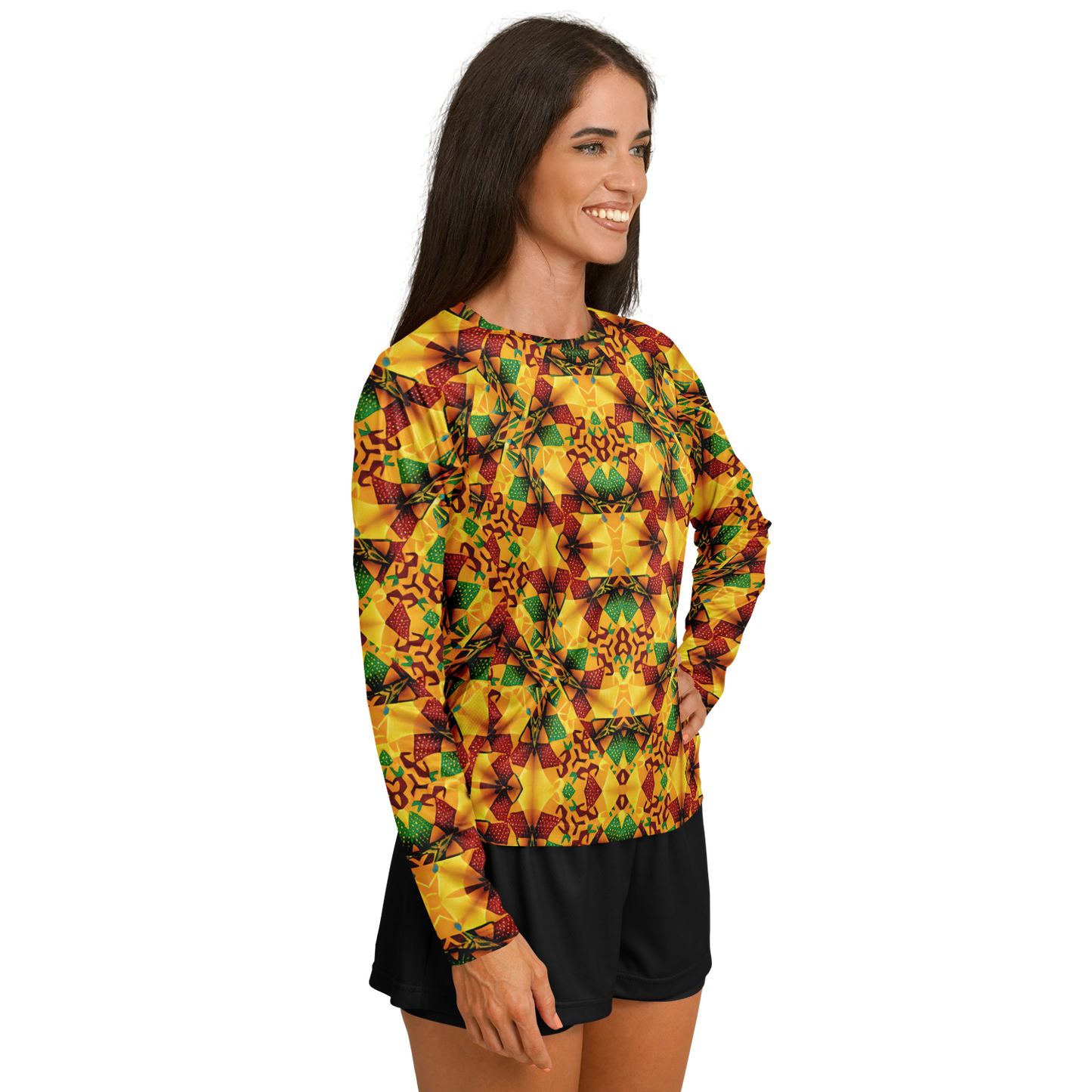 Women's Vibrant Autumn Kaleidoscope Pattern All Over Print Long Sleeve Performance Shirt