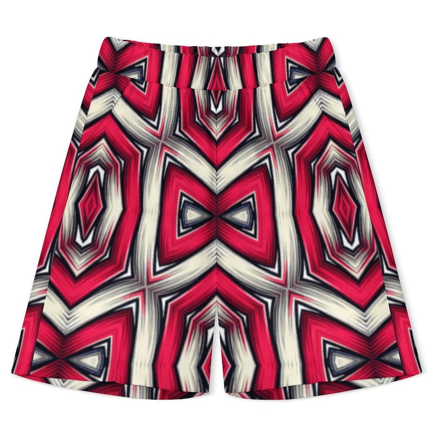 Men's Red Geometric Kaleidoscope Pattern All Over Print Zip-Up Polo Set