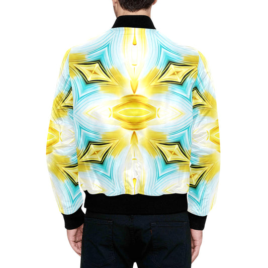 Men's Vibrant Kaleidoscope Geo Pattern All-Over Print Bomber Jacket