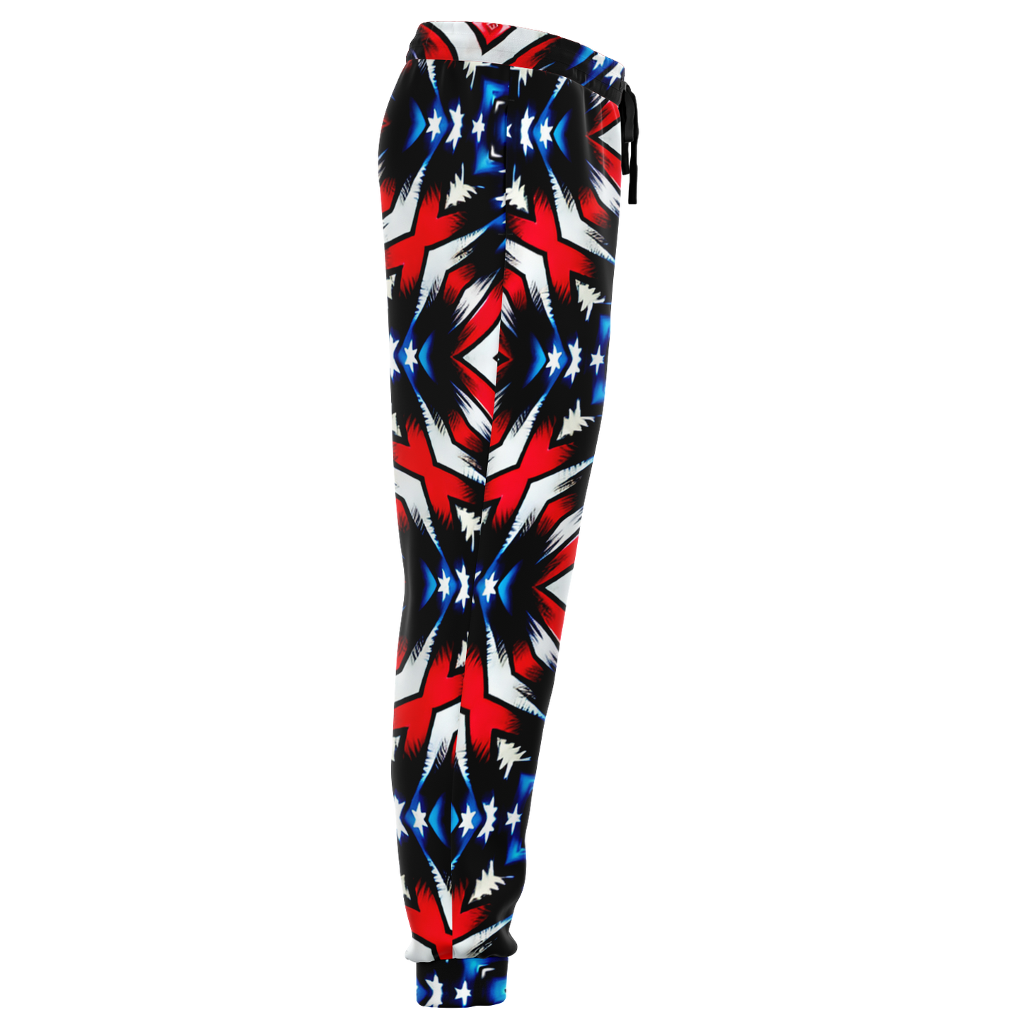 Women's Red White Blue Geometric Pattern All-Over Print Athletic Jogger