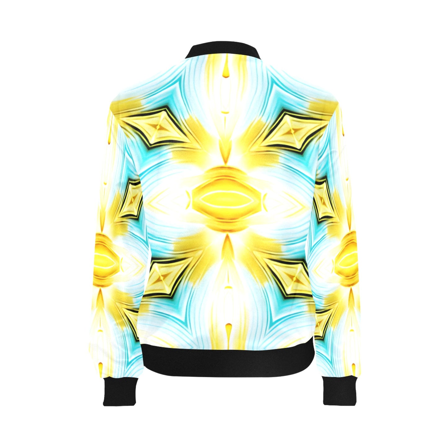 Women's Vibrant Kaleidoscope Geo Pattern All-Over Print Bomber Jacket for Women