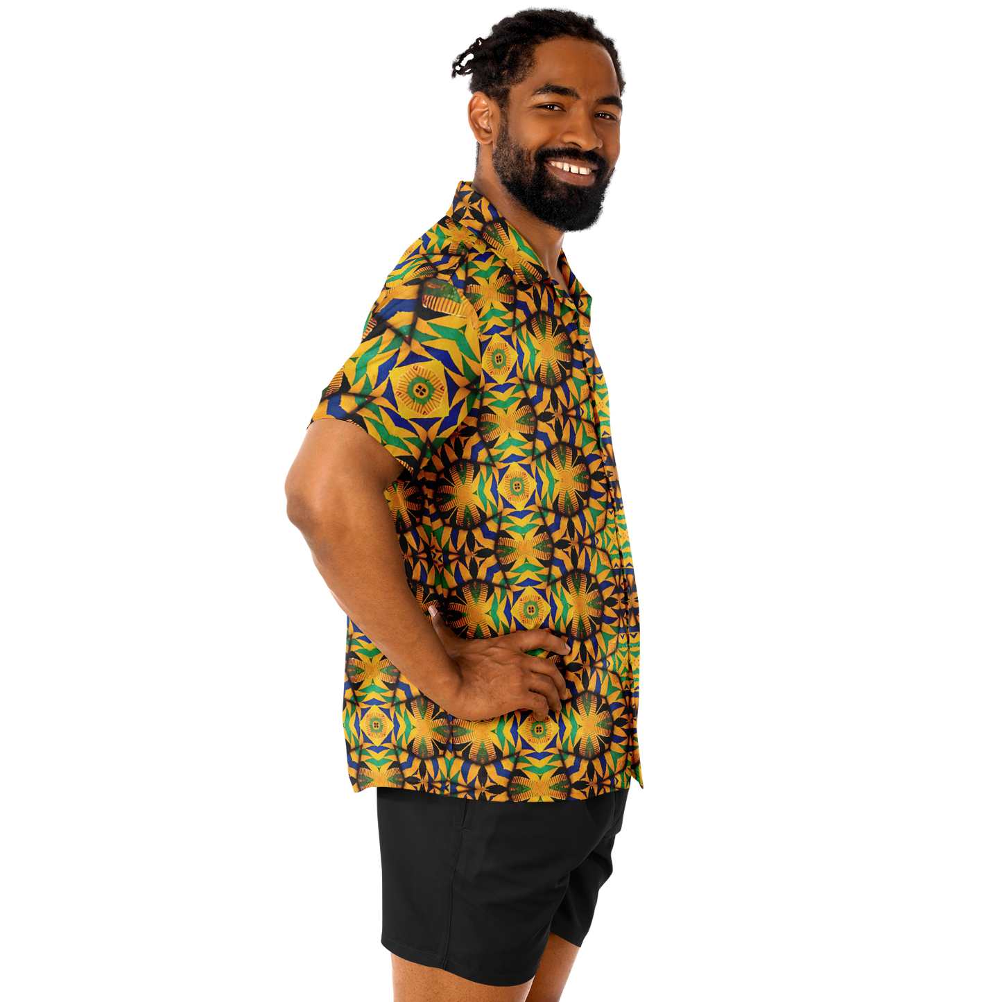 Men's Spread Collar Short Sleeve Button-Down Shirt