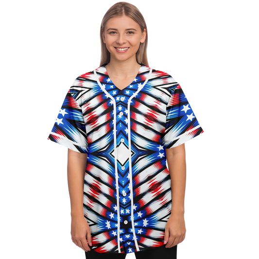 Women's American Flag Pattern All-Over Print Baseball Jersey