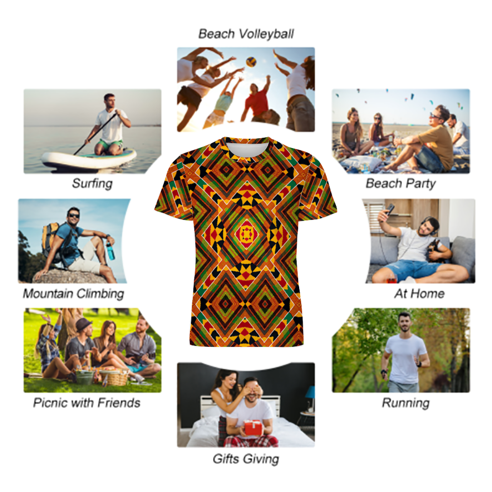 Men's Custom All Print Round Neck Short Sleeve T-Shirt