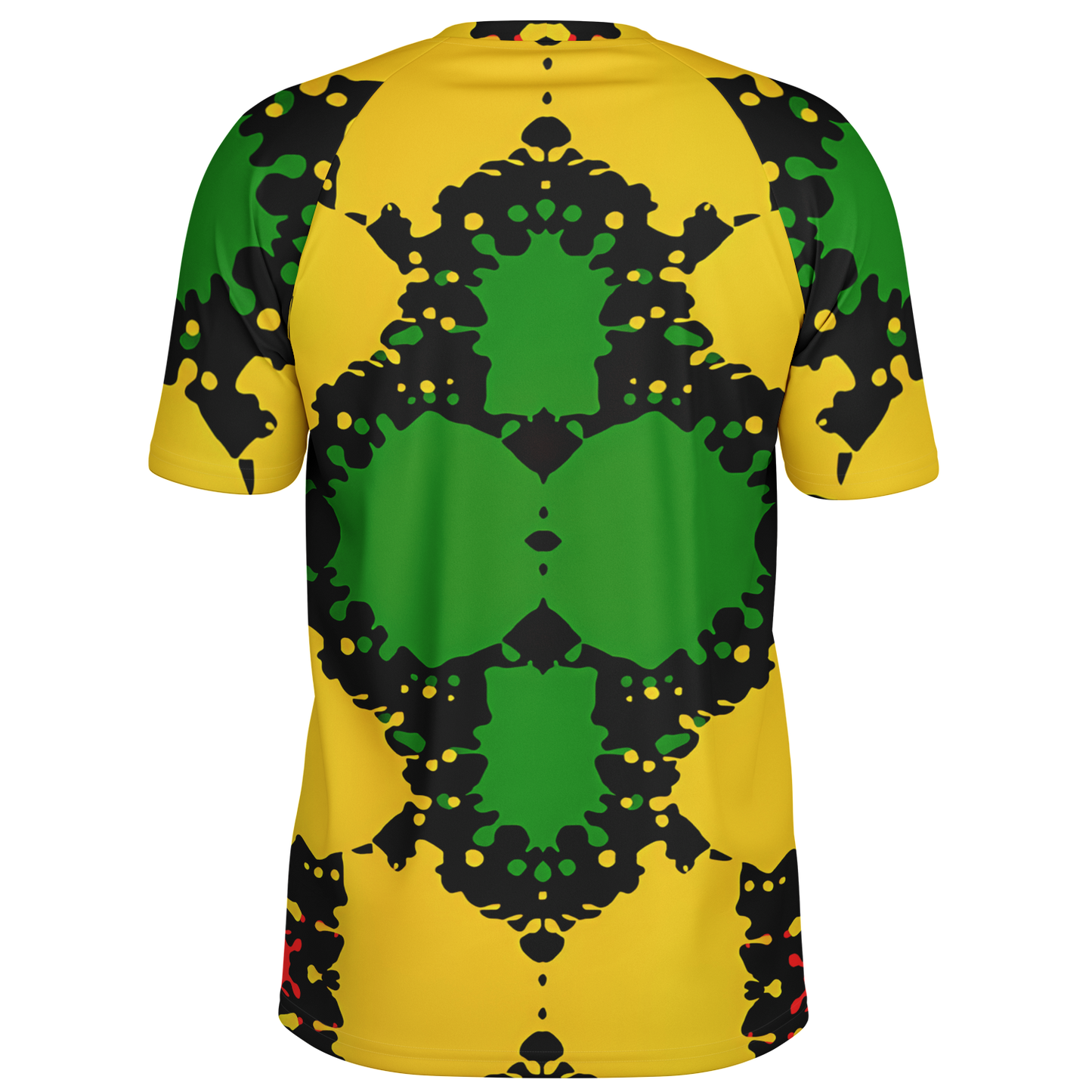 Men Bold Red Yellow Green & Black Star Geometric Pattern All Over Print Soccer Jersey