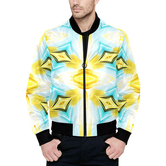 Men's Vibrant Kaleidoscope Geo Pattern All-Over Print Bomber Jacket
