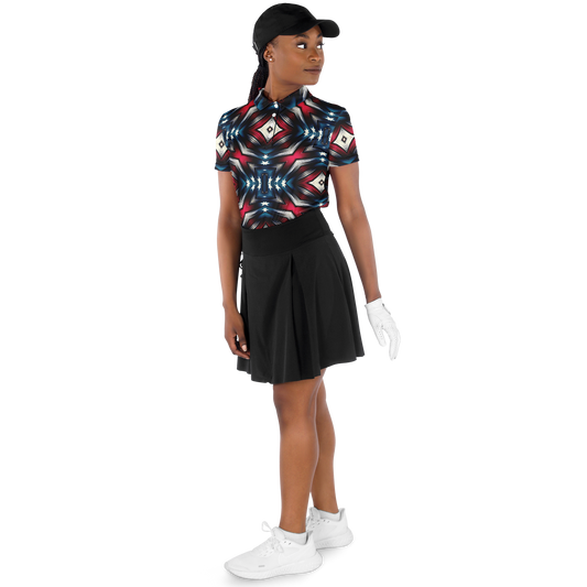 Women's Patriotic Kaleidoscope pattern Polo Shirt