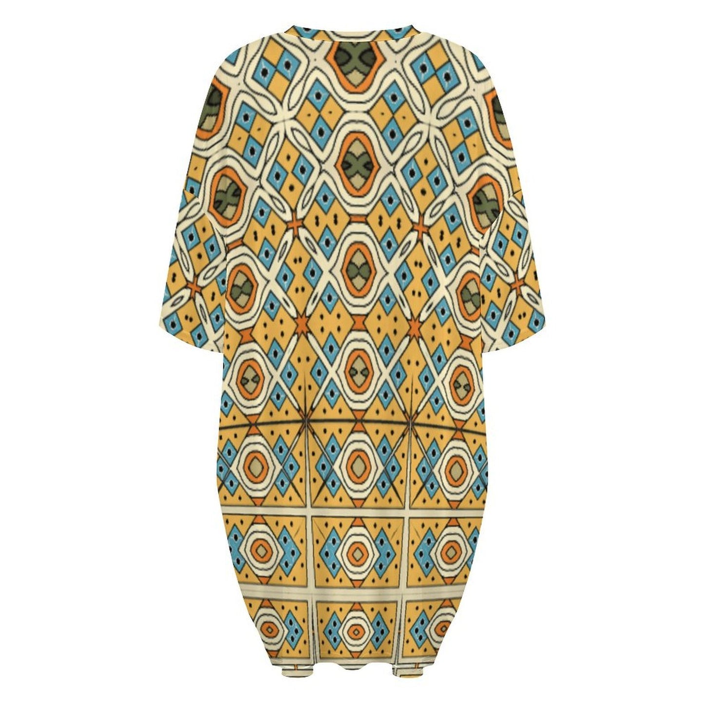Women's Retro Geometric Tile Pattern All Over Print Oversized T- Shirt Loungewear