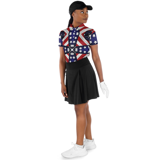 Women's Patriotic Star Flag Polo Shirt