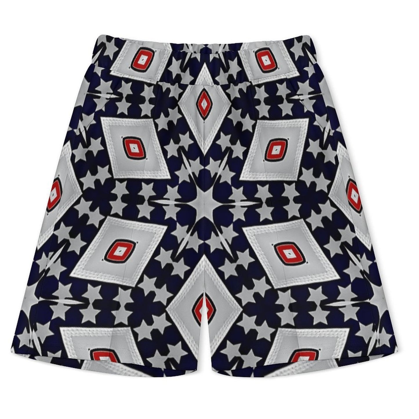 Men's Patriotic Red White Blue Geometric Zip-Up Polo Set