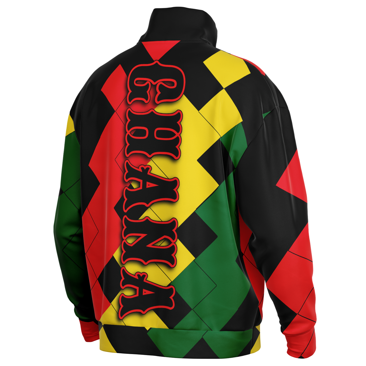 Women's Red Yellow Green and Black Stars Heavyweight Oversized Quarter Zip Sweatshirt