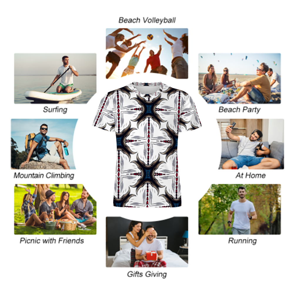 Men's Custom All Print Round Neck Short Sleeve T-Shirt